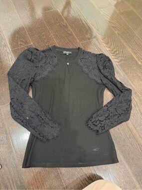 Generation Love Black Lace-Sleeve Long Sleeve Top
